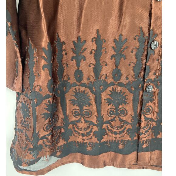 Vtg 90s Chico's Design Tunic Button Top Sz 2 Boho Sheer Burnout Whimsigoth Art - Picture 3 of 12